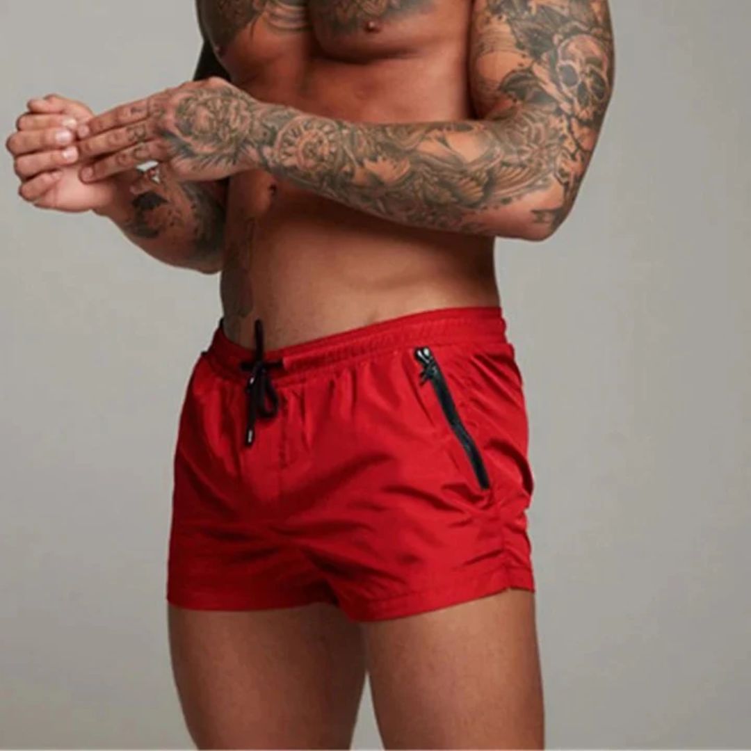 Herren Badeshorts – Slim Fit – Schnell trocknend – Atmungsaktives Gewebe – Zip-Taschen