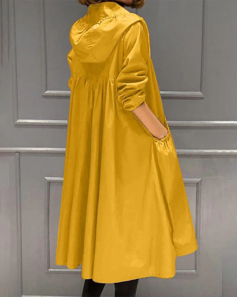 Damen Trenchcoat – Wasserdicht – Lockere Passform – Mit Kapuze und Reißverschluss