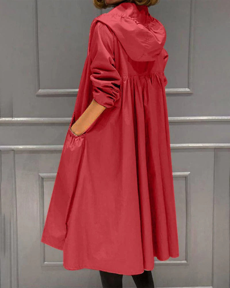 Damen Trenchcoat – Wasserdicht – Lockere Passform – Mit Kapuze und Reißverschluss