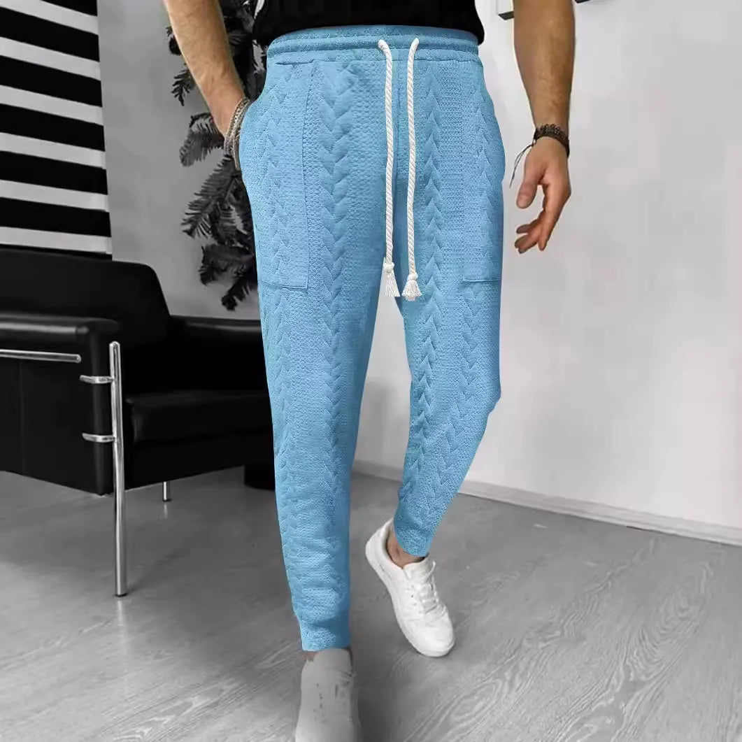 Herren Jogginghose – Jacquard Struktur – Gerader Schnitt – Kordelzug – Bündchenabschluss