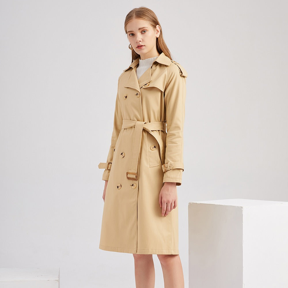 Damen Windbreaker Mantel – Taillierter Schnitt – Gürtel – Doppelreihig – Schulterriegel