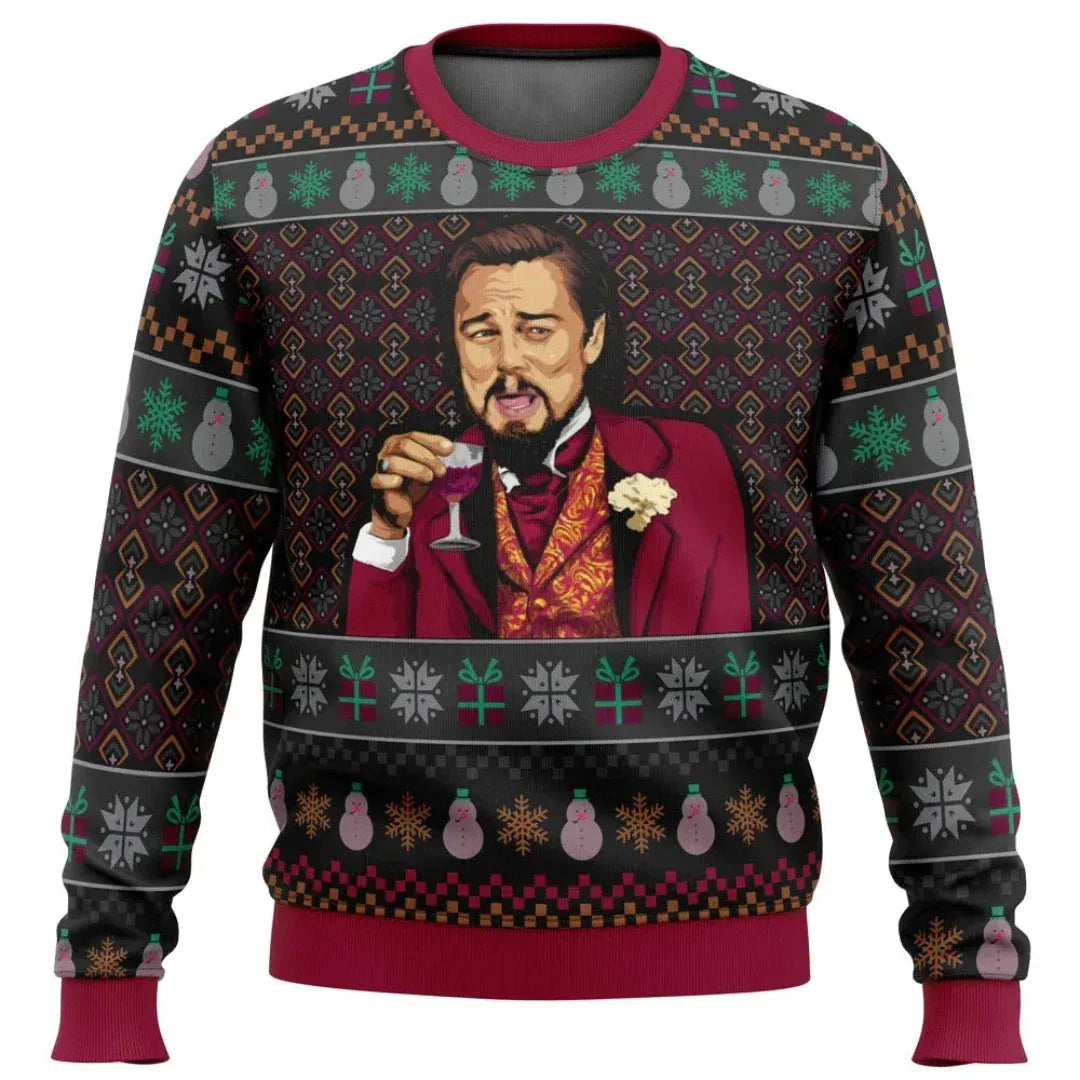 Herren Pullover – Strickmaterial – Standard Fit – Festliches Grafikmotiv – Gerippte Abschlüsse