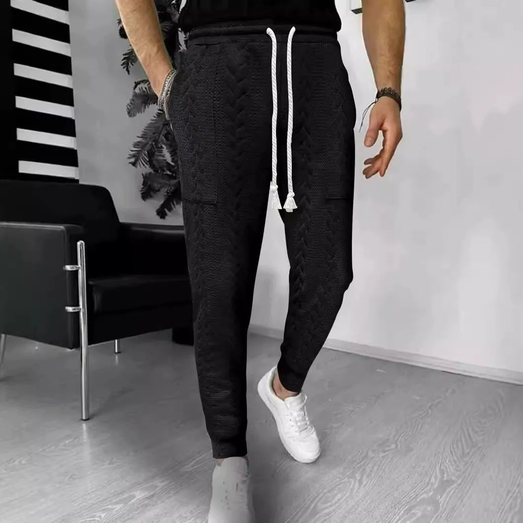 Herren Jogginghose – Jacquard Struktur – Gerader Schnitt – Kordelzug – Bündchenabschluss