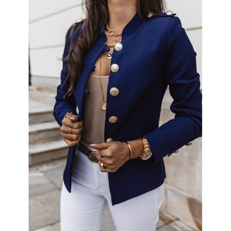 Damen Blazer – Slim Fit – Doppelreiher – Strukturierte Schultern – Baumwollmix