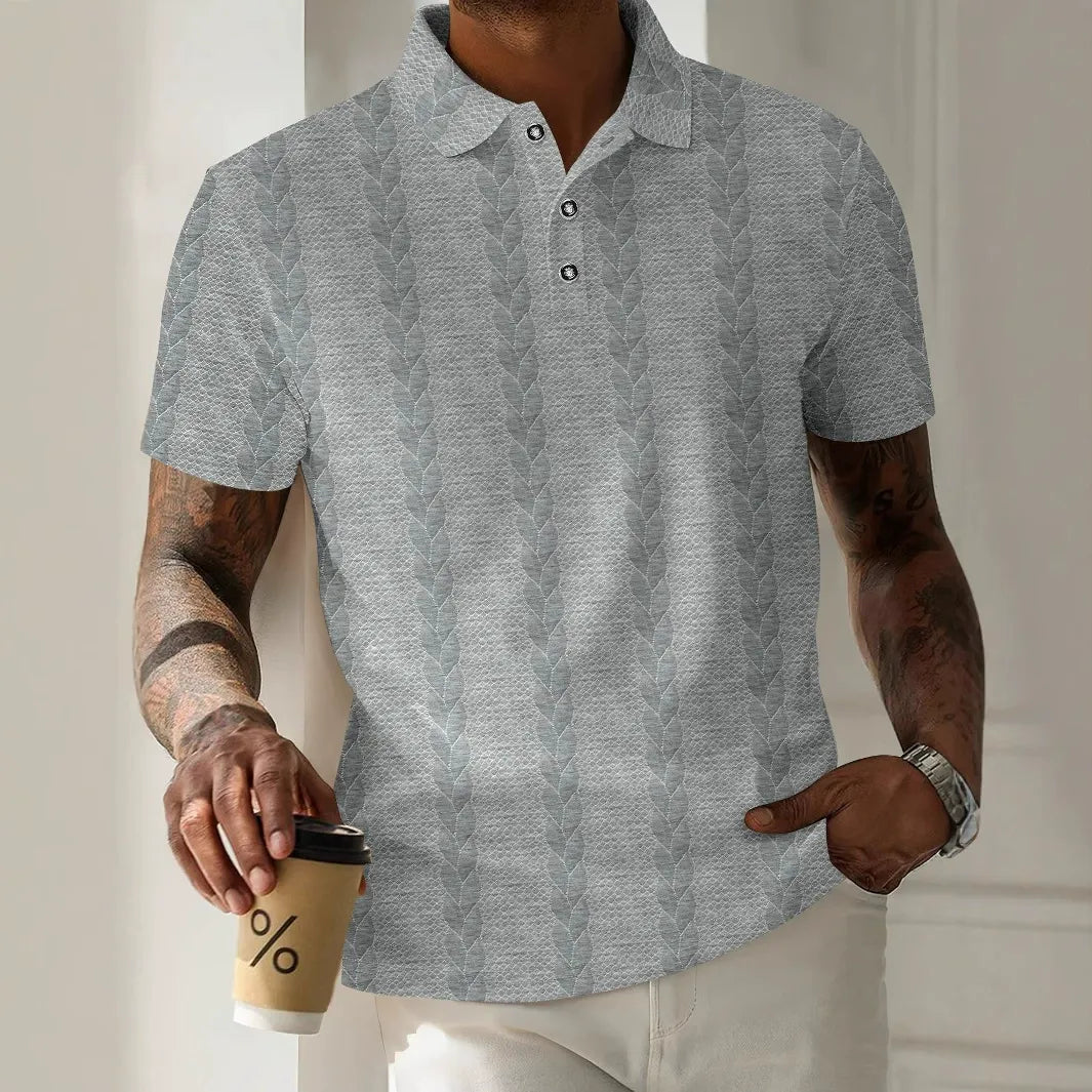 Herren Polo-Shirt – Regular Fit – Jacquard Struktur – Kurzarm – Knopfleiste