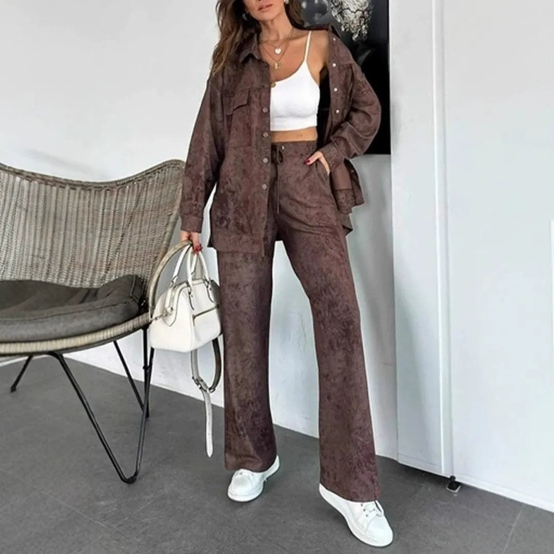 Damen Set aus Hemd und Hose – Oversize Passform – Weit geschnitten – Atmungsaktiv