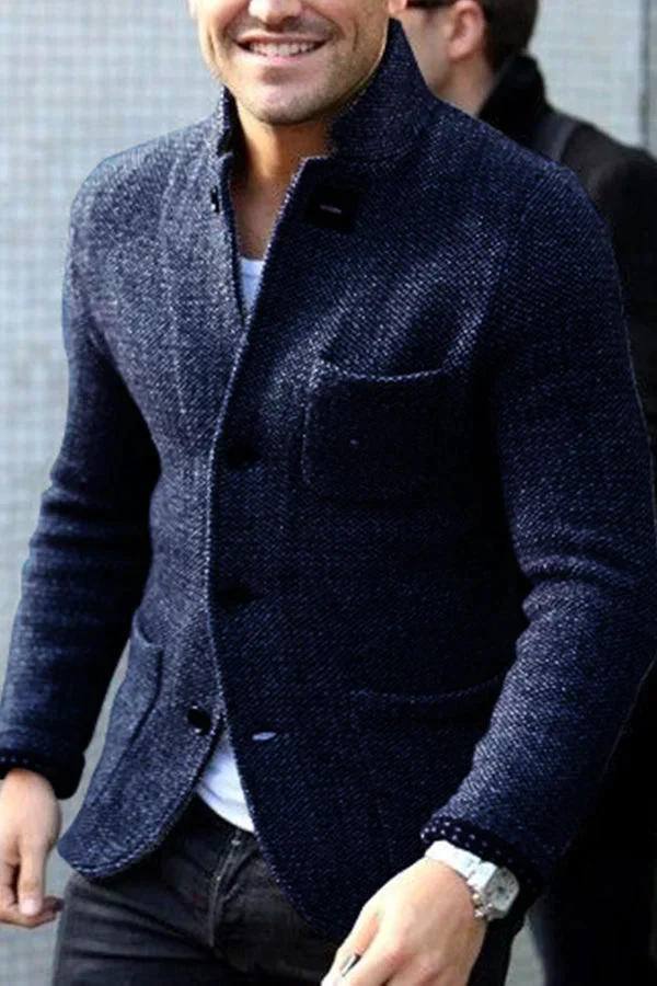 Herren Blazer – Taillierter Schnitt – Texturiertes Wollgewebe – Knopfverschluss – Business Look