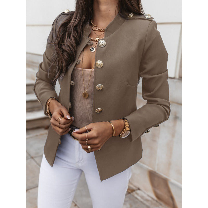 Damen Blazer – Slim Fit – Doppelreiher – Strukturierte Schultern – Baumwollmix
