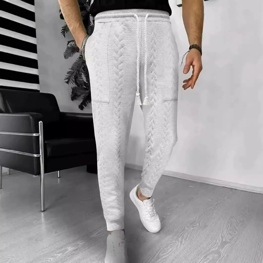 Herren Jogginghose – Jacquard Struktur – Gerader Schnitt – Kordelzug – Bündchenabschluss