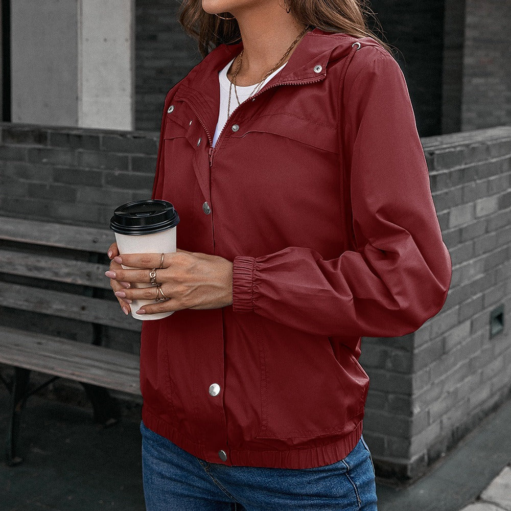 Damen Regenjacke – Wasserdicht Winddicht – Lockerer Schnitt – Mit Kapuze