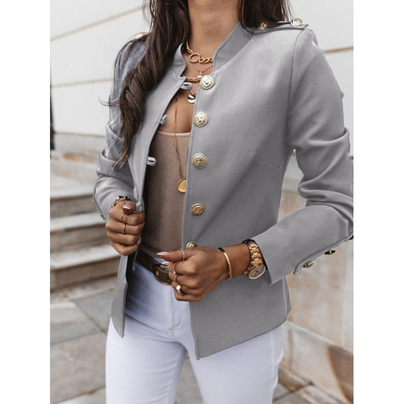 Damen Blazer – Slim Fit – Doppelreiher – Strukturierte Schultern – Baumwollmix