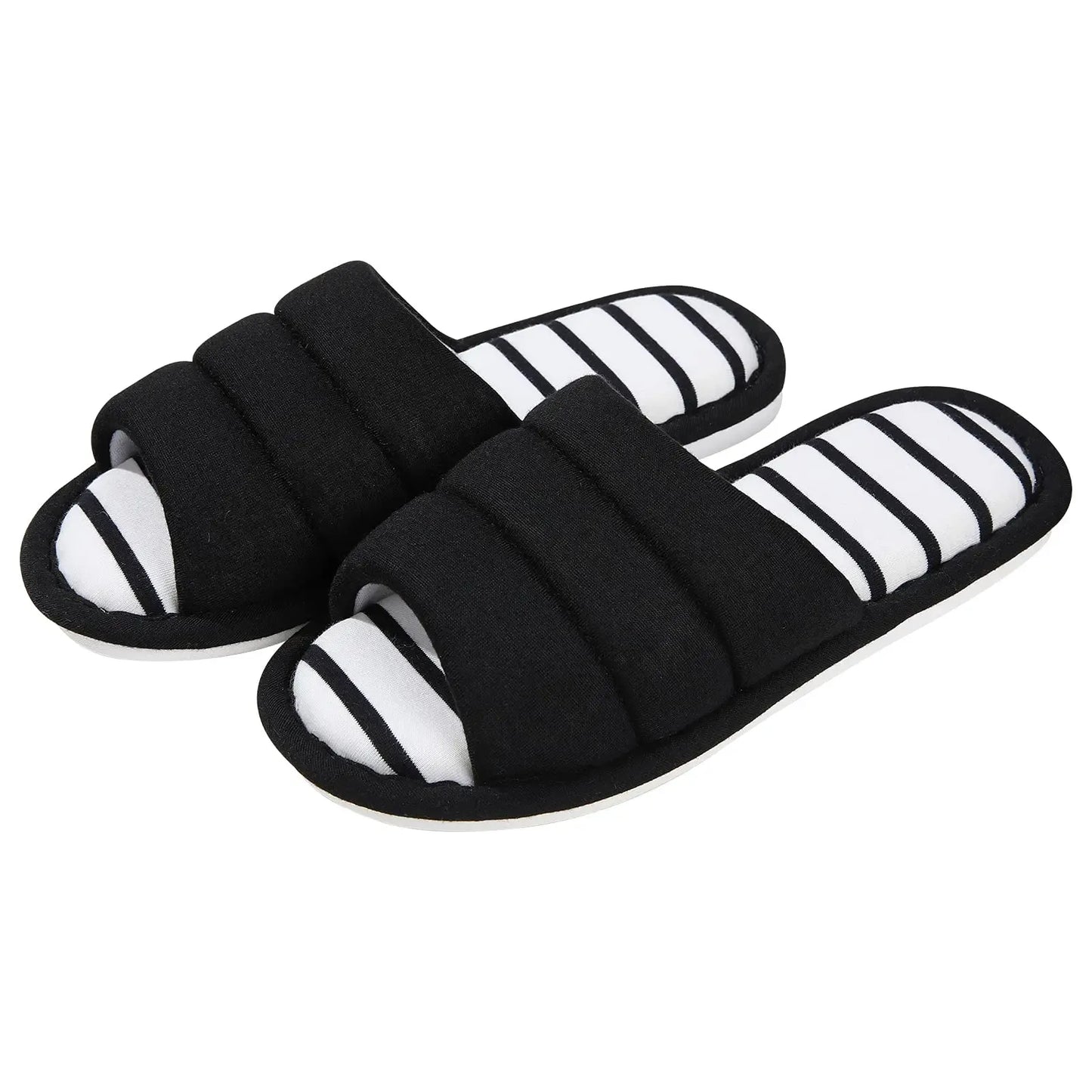 Damen Hausschuhe – Offene Zehen – Gepolsterter Riemen – Weiches Steppdesign