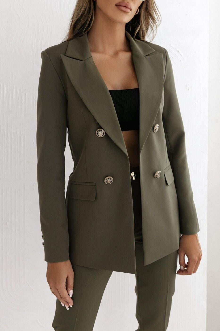Damen Blazer – Taillierte Passform – Doppelreihig – Reverskragen – Büro geeignet