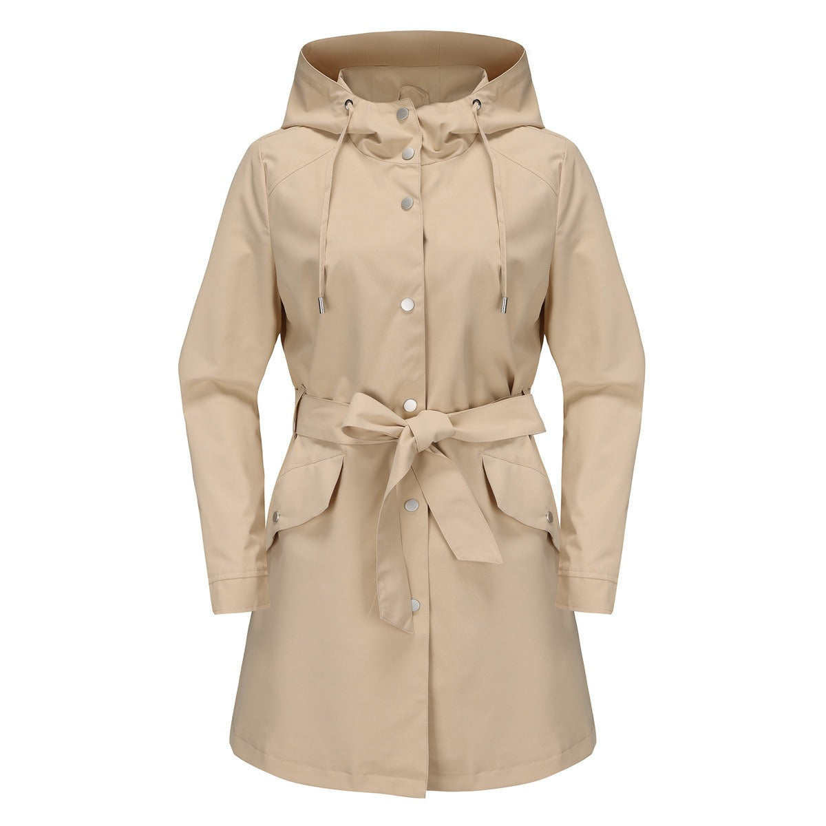 Damen Windbreaker Jacke – Wasserabweisend – Kapuze – Taillengürtel – Bequeme Passform