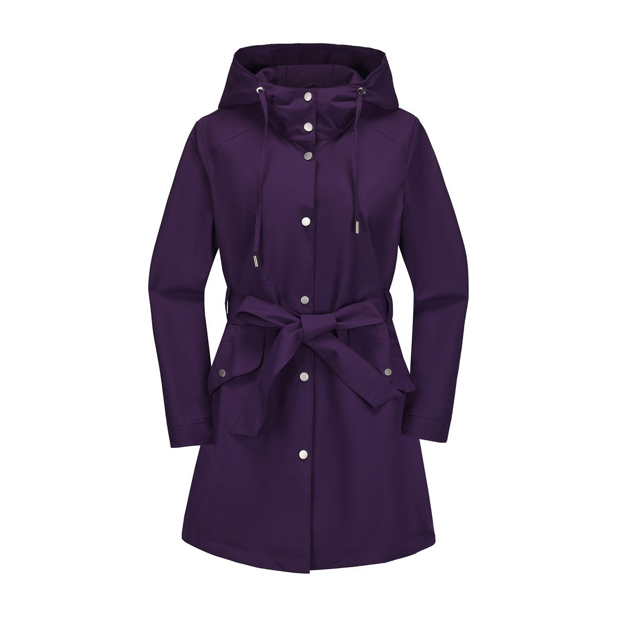 Damen Windbreaker Jacke – Wasserabweisend – Kapuze – Taillengürtel – Bequeme Passform
