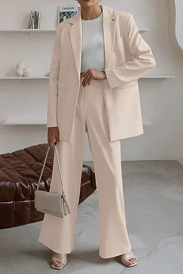 Damen Blazer Set – Tailored Fit – Wollmischung – Einreiher mit Schlaghose