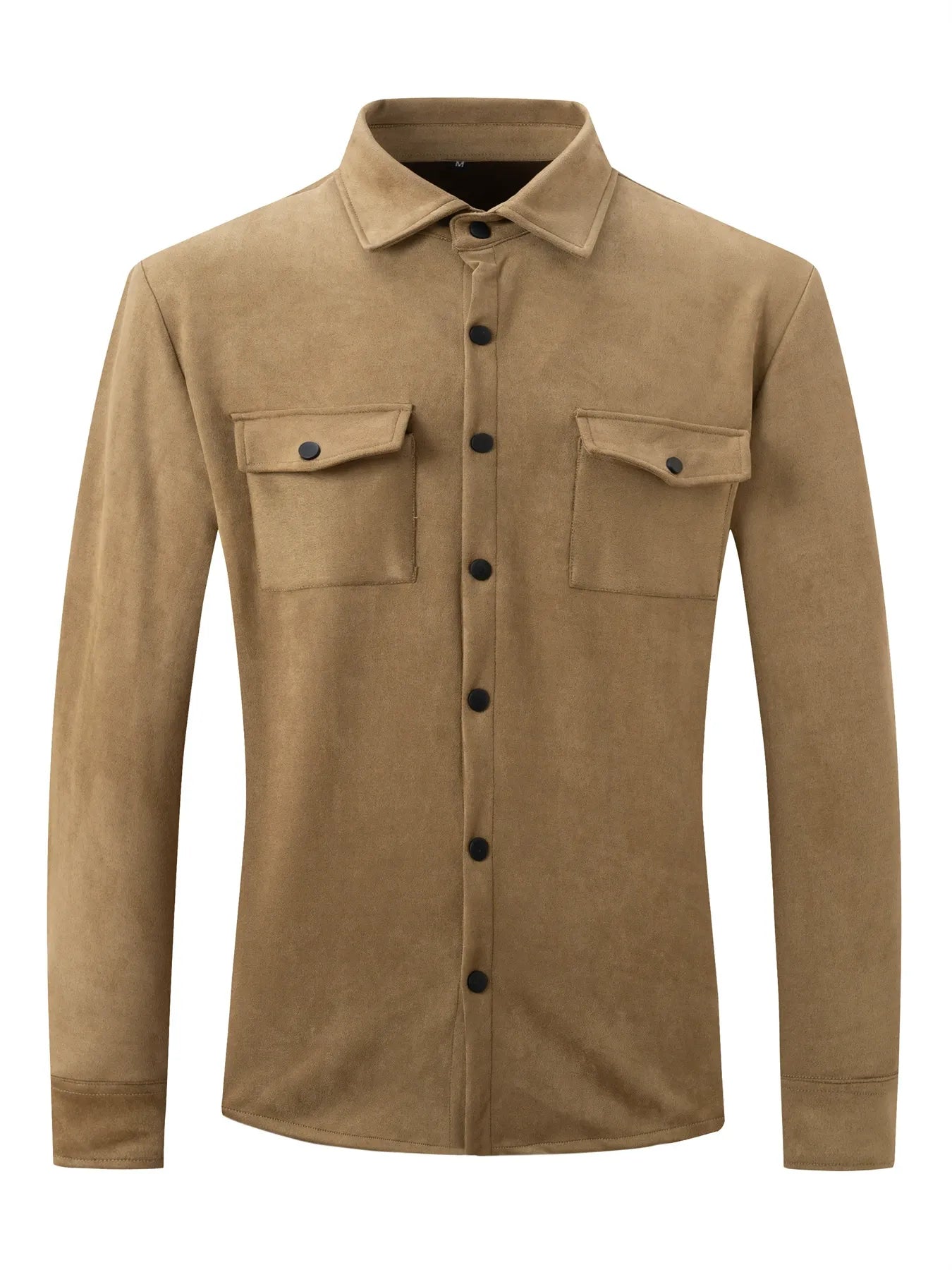 Herren Freizeitjacke – Regular Fit – Wildlederoptik – Knopfleiste – Umlegekragen