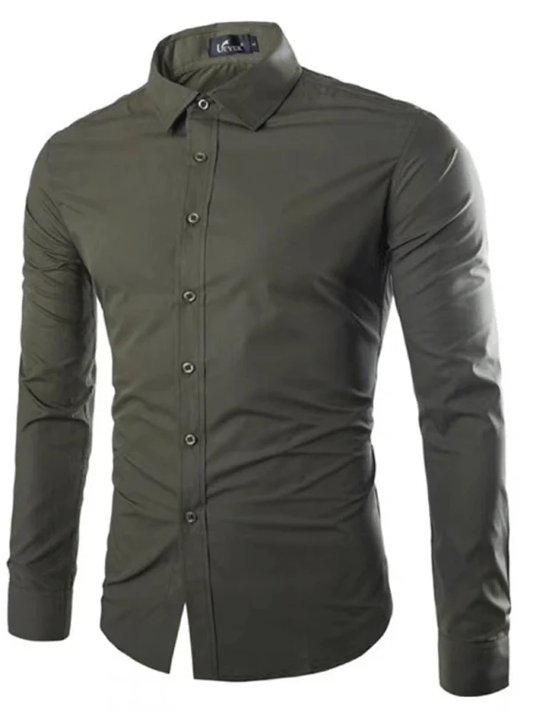 Herren Businesshemd – Slim Fit – Bügelfrei – Atmungsaktive Mischung – Langarm