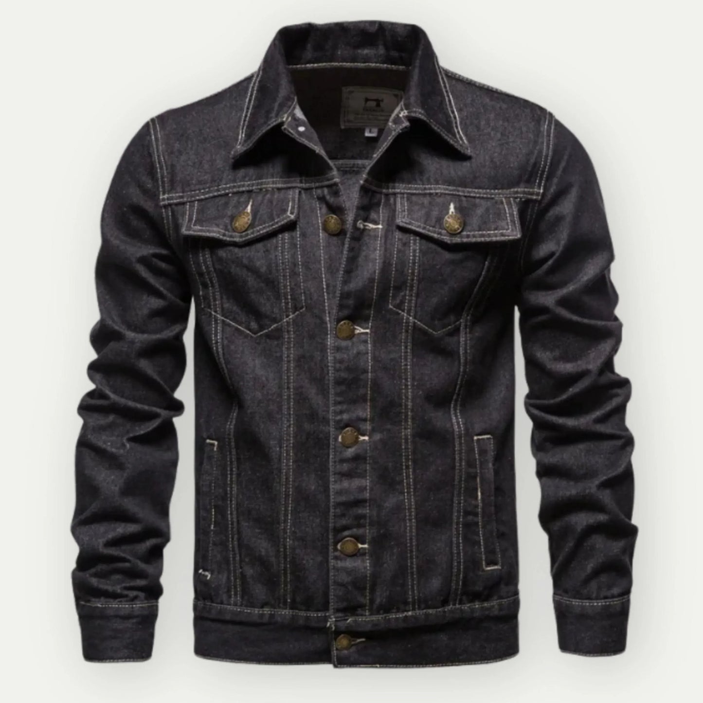 Herren Truckerjacke – Denim – Taillierter Schnitt – Knopfleiste – Brusttaschen