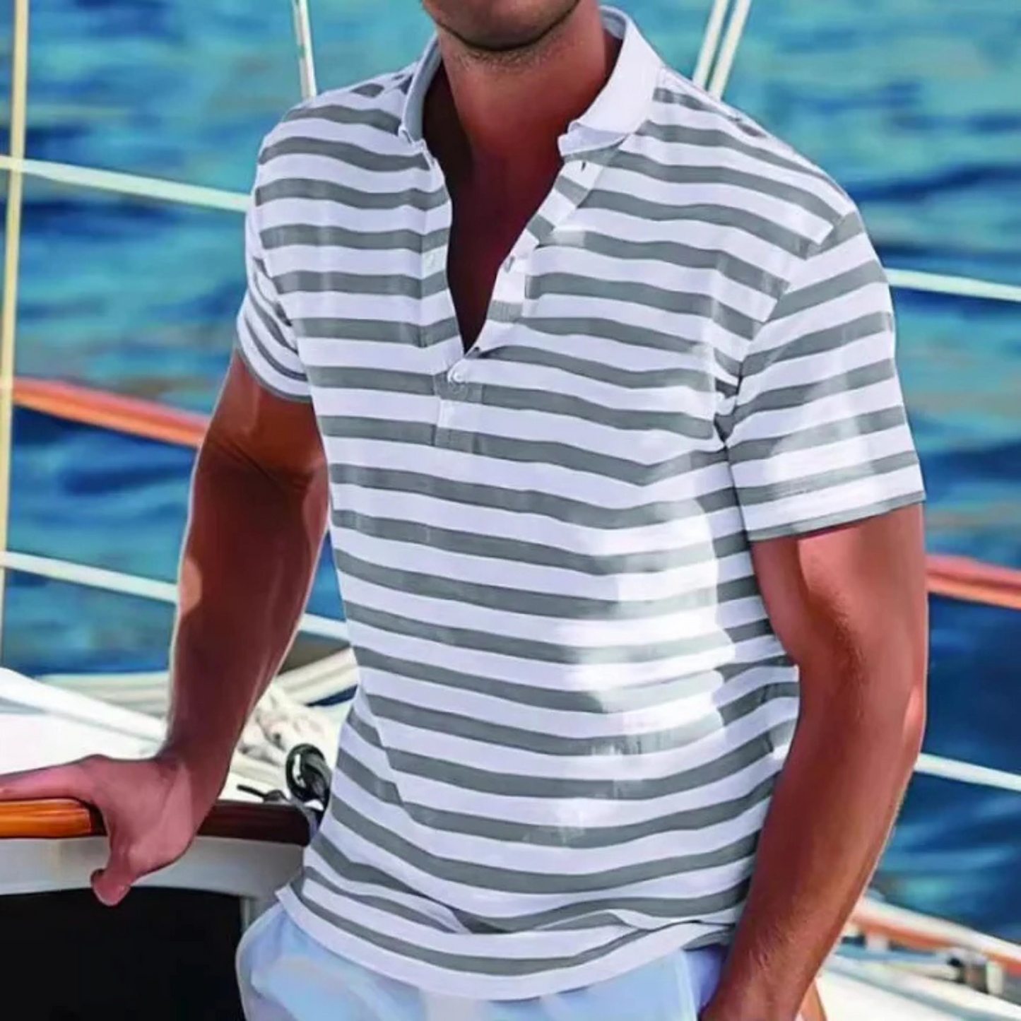 Herren Poloshirt – Cotton – Regular Fit – Gestreift – Retro Casual Stil