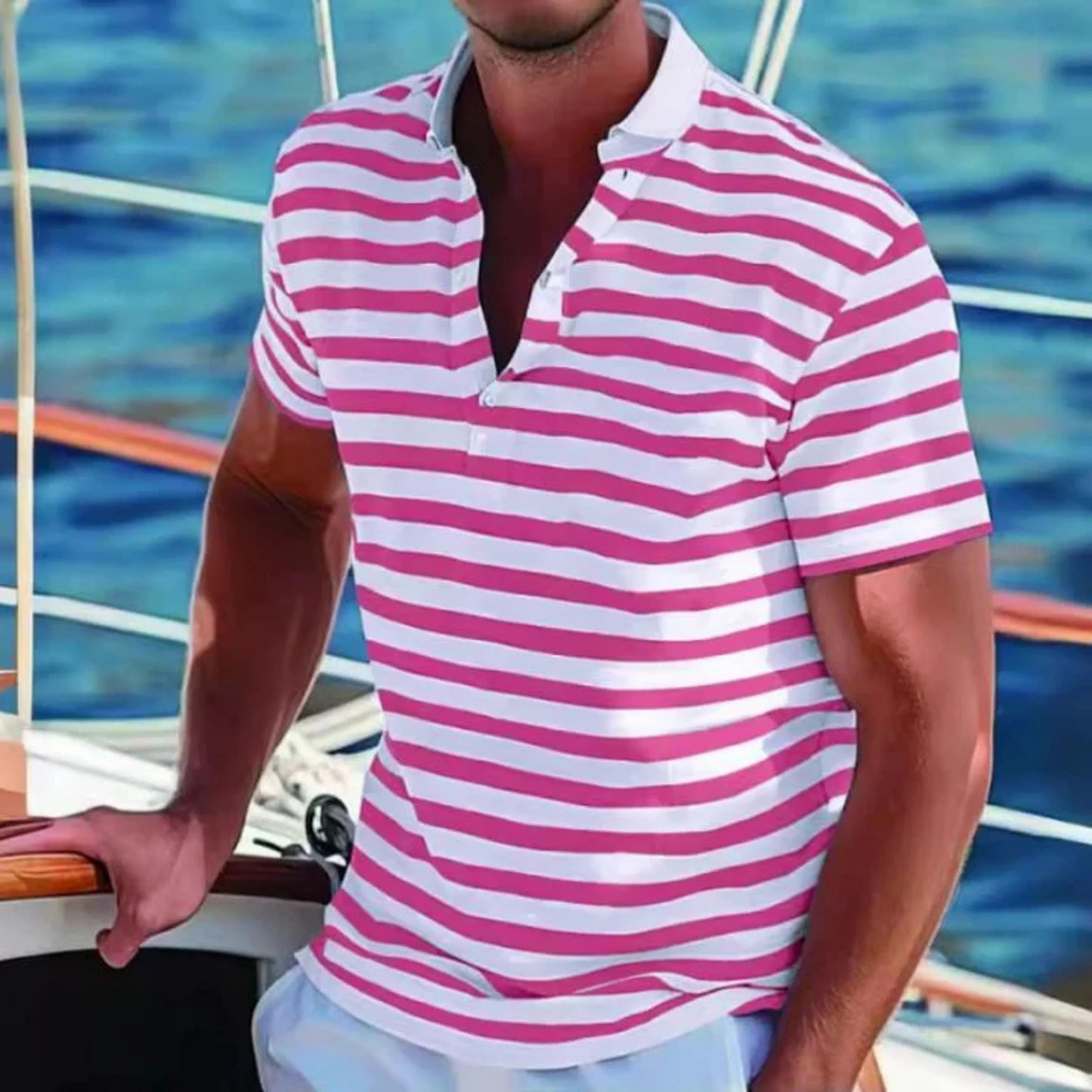 Herren Poloshirt – Cotton – Regular Fit – Gestreift – Retro Casual Stil