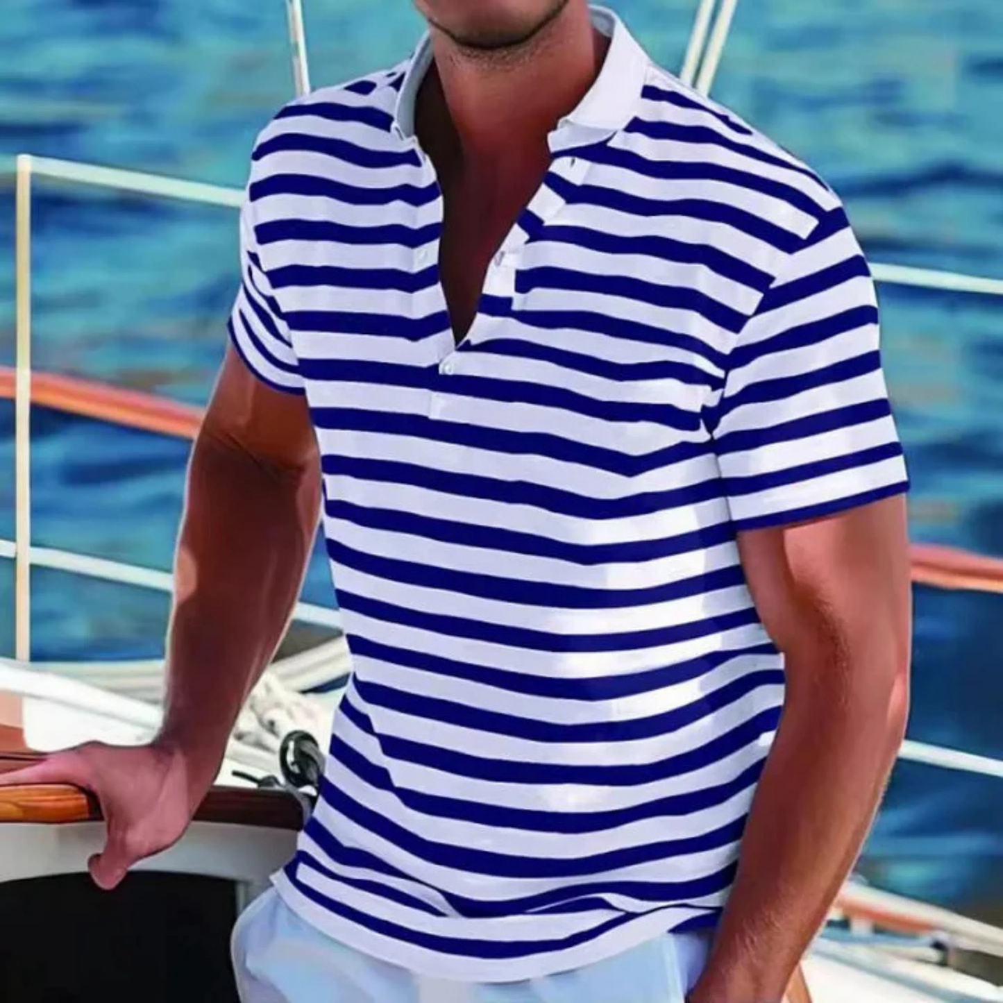 Herren Poloshirt – Cotton – Regular Fit – Gestreift – Retro Casual Stil