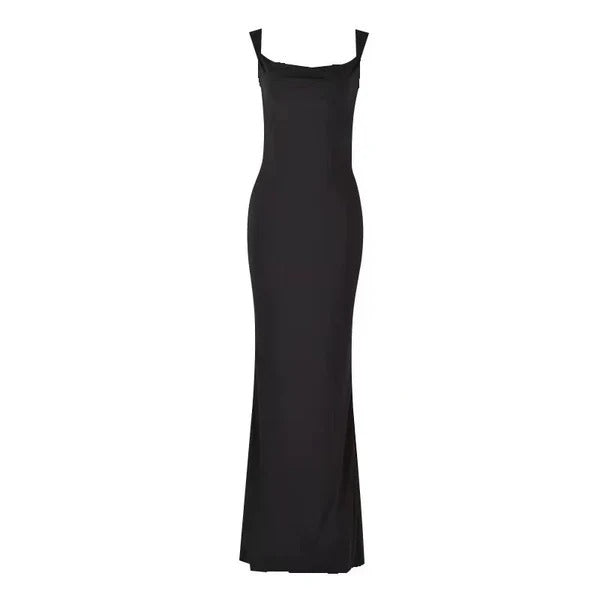 Damen Abendkleid – Figurbetont – Cowl-Ausschnitt – Drapiertes Bustier – Maxilänge