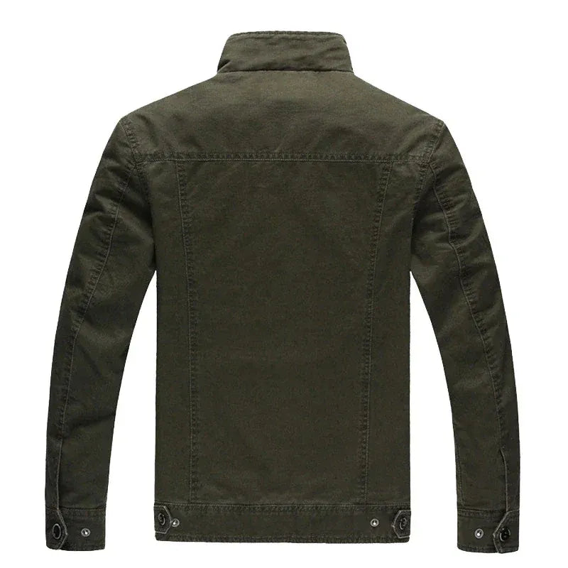 Herren Bikerjacke – Strukturierter Schnitt – Baumwolle – Zipper – Schulterklappen