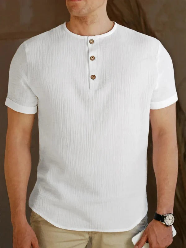 Herren Henley T-Shirt – Regular Fit – Kurzarm – Atmungsaktiver Soft Knit – Knopfleiste