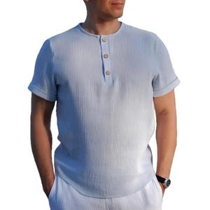 Herren Henley T-Shirt – Regular Fit – Kurzarm – Atmungsaktiver Soft Knit – Knopfleiste