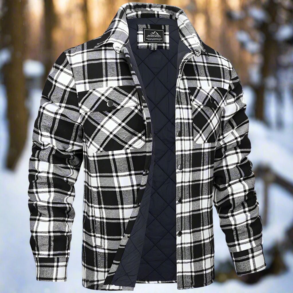 Herren Shirtjacke – Relaxed Fit – Weiches Flanell – Gesteppt – Druckknopfverschluss