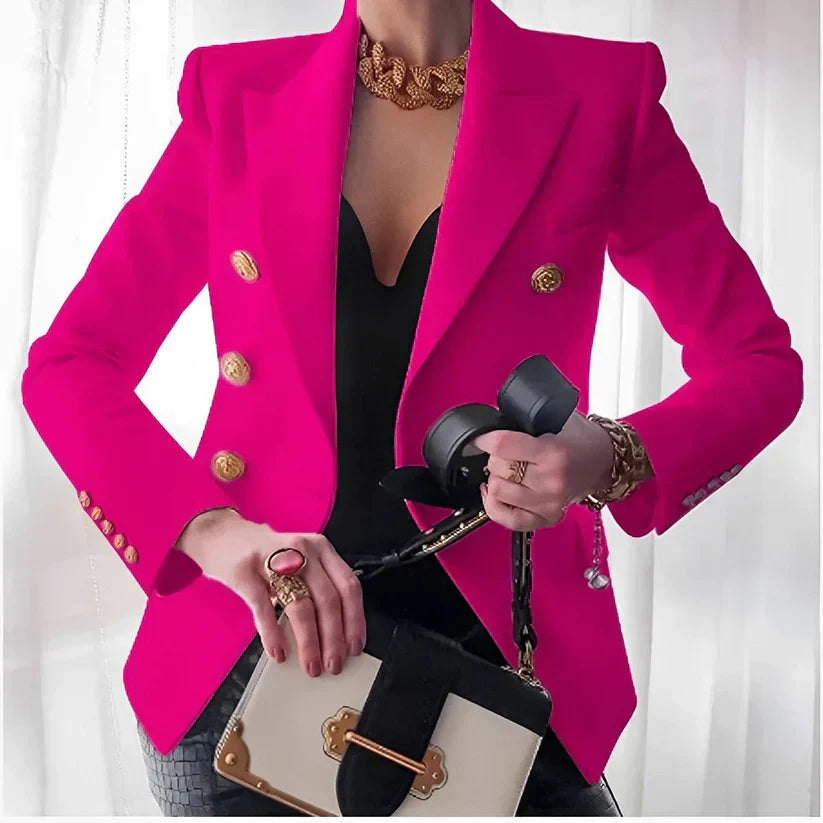 Damen Blazer – Taillierte Passform – Doppelreihig – Luxusstoff – Goldknöpfe