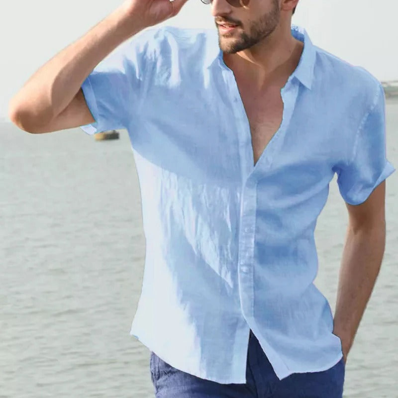 Herren Kurzarmhemd – Relaxed Fit – Knopfleiste – Luftige Naturfasern