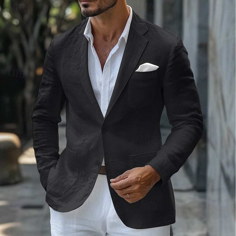 Herren Blazerjacke – Slim Fit – Atmungsaktive Mischung – Einreiher – Klassisches Revers