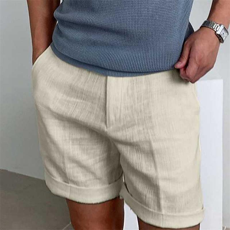 Herren Freizeitshorts – Lockerer Schnitt – Atmungsaktive Naturfasern – Cuffed Saum