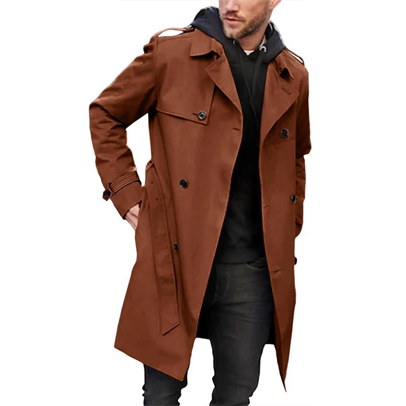 Herren Trenchcoat – Taillierter Schnitt – Doppelreiher – Gürtel – Atmungsaktives Gewebe