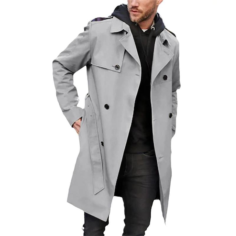 Herren Trenchcoat – Taillierter Schnitt – Doppelreiher – Gürtel – Atmungsaktives Gewebe