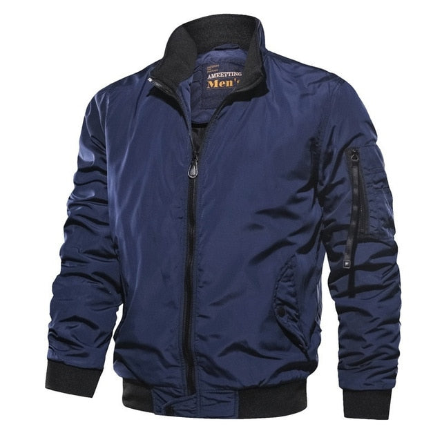 Herren Bomberjacke – Winddichtes Material – Relaxed Fit – Reißverschluss & Taschen