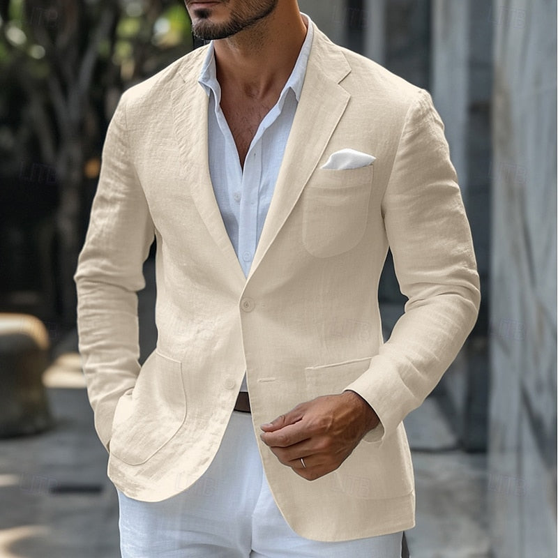 Herren Blazerjacke – Slim Fit – Atmungsaktive Mischung – Einreiher – Klassisches Revers
