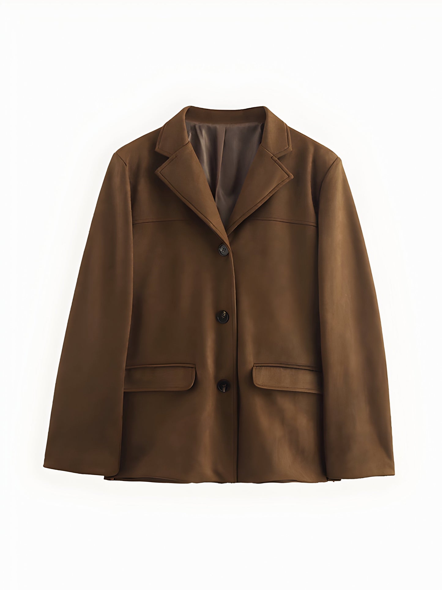 Damen Jacke – Taillierter Schnitt – Luxusstoff – Einreiher mit Revers – Hüftlang