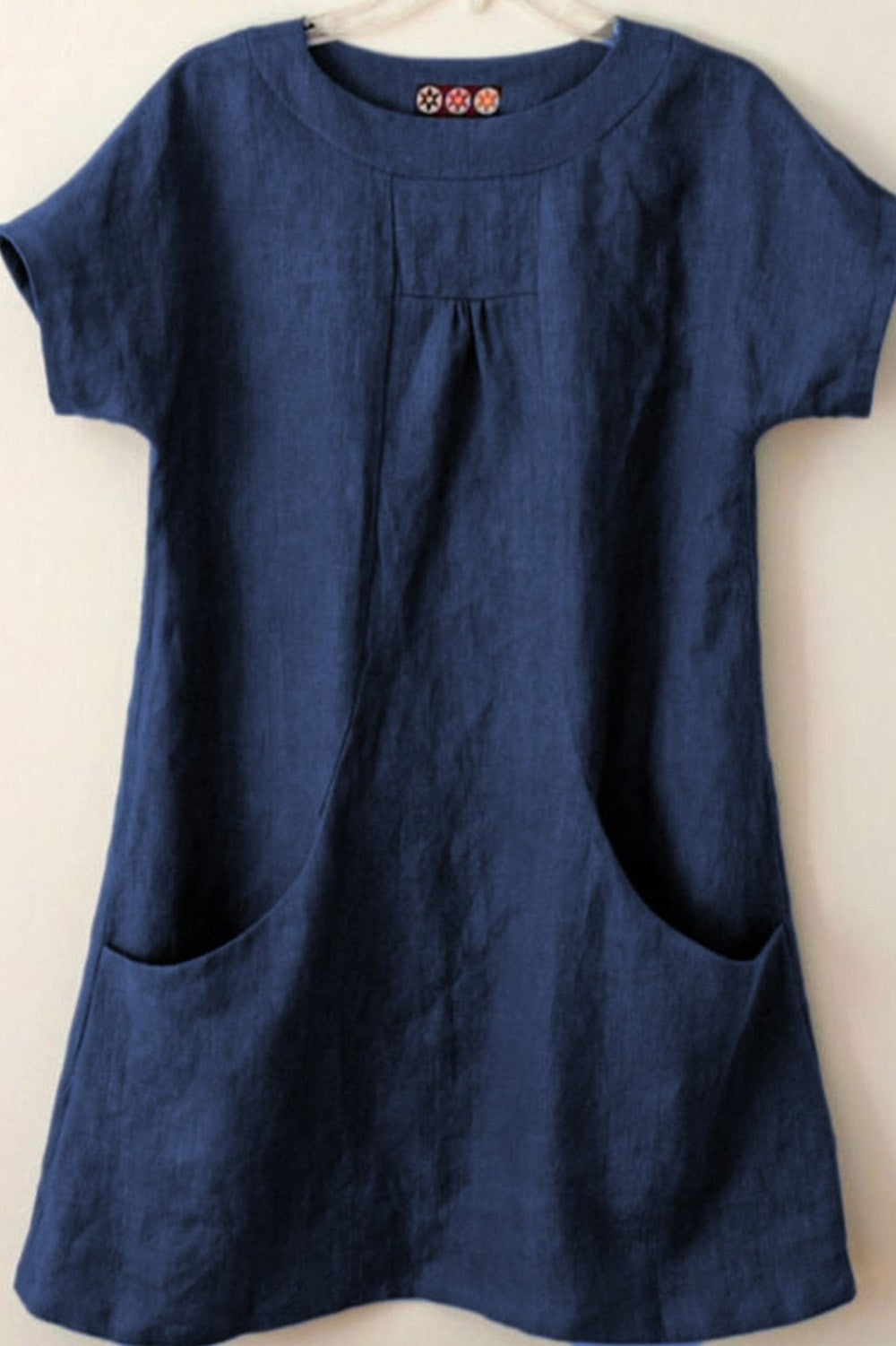Damen Bluse – Lockerer Schnitt – Kurzarm – Natürliche Fasern – Praktische Taschen