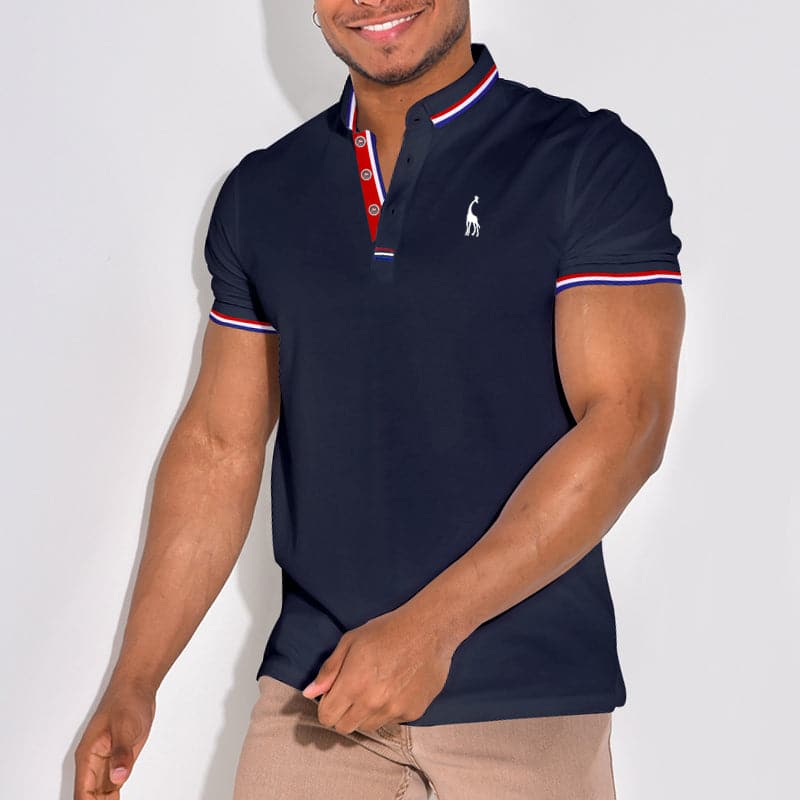 Herren Poloshirt – Slim Fit – Atmungsaktive Mischung – Stickdetail – Kurze Ärmel