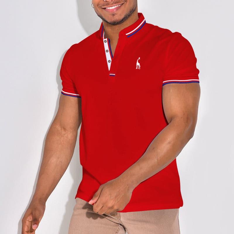 Herren Poloshirt – Slim Fit – Atmungsaktive Mischung – Stickdetail – Kurze Ärmel