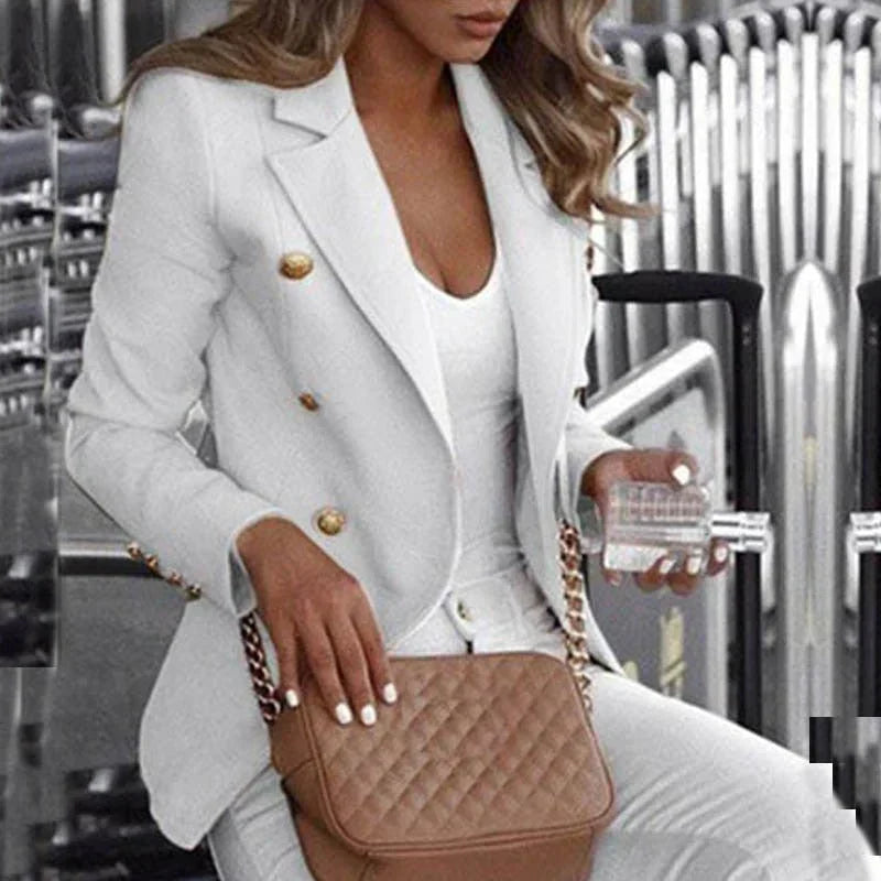 Damen Blazer – Taillierter Schnitt – Zweireiher – Goldknöpfe – Strukturierter Look