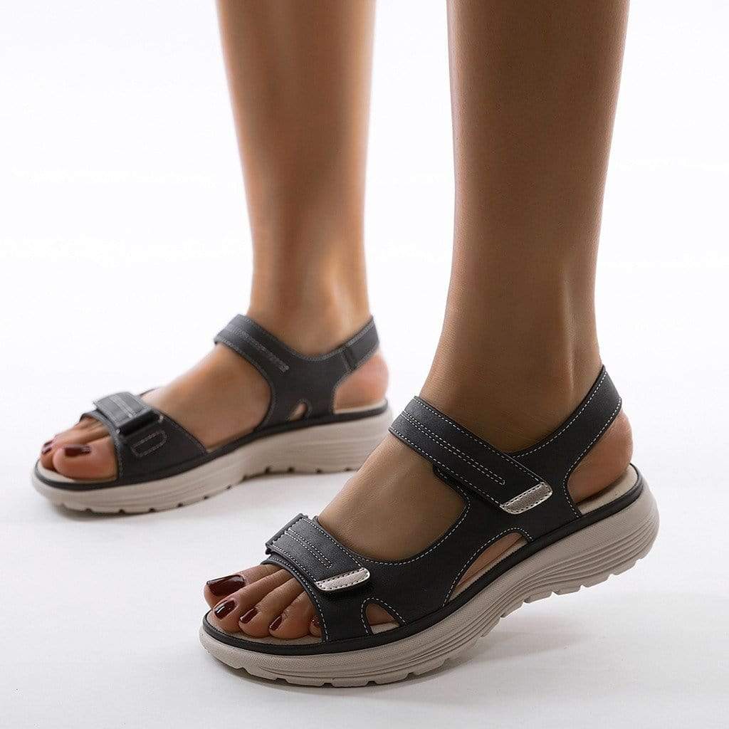 Damen Sandalen – Verstellbare Riemen – Ergonomisches Fußbett – Rutschfeste Sohle