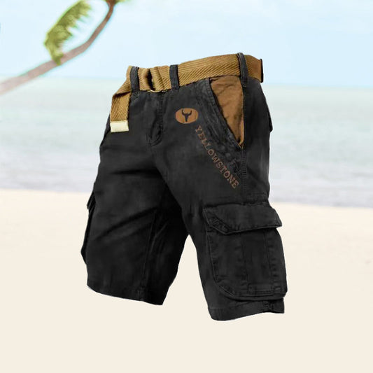 Herren Cargo Shorts – Relaxed Fit – Baumwollmix – Knielang – Mehrere Taschen – Mit Gürtel
