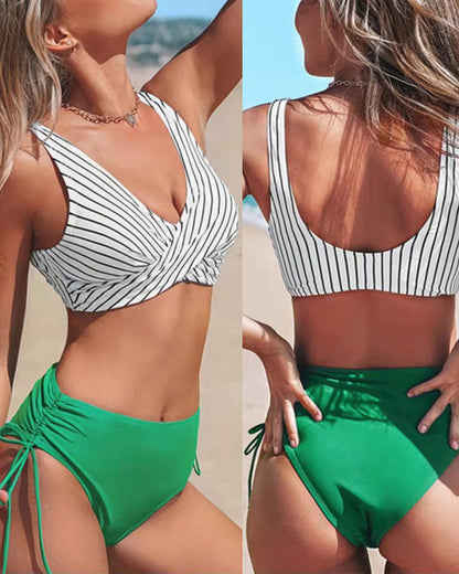 Damen Bikini Set – Wickeloberteil – Verstellbare Bindehose – Atmungsaktives Stretchgewebe
