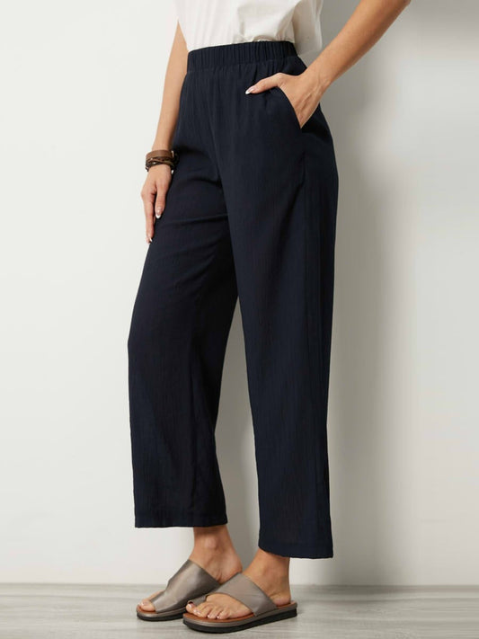 Damen Freizeithose – Lockerer Schnitt – Atmungsaktives Gewebe – Elastikbund – Taschen