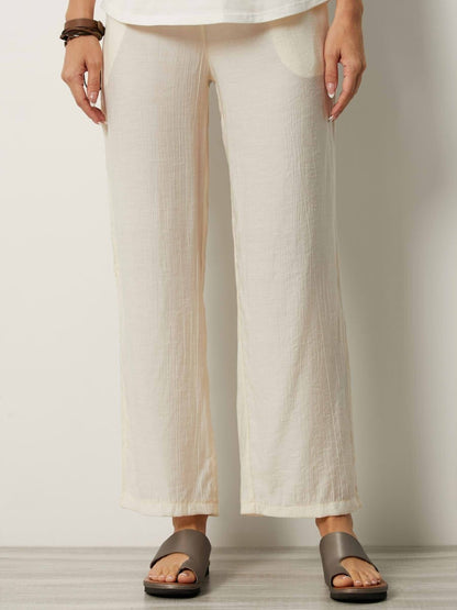 Damen Freizeithose – Lockerer Schnitt – Atmungsaktives Gewebe – Elastikbund – Taschen