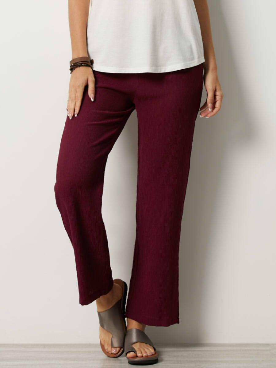 Damen Freizeithose – Lockerer Schnitt – Atmungsaktives Gewebe – Elastikbund – Taschen